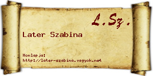 Later Szabina névjegykártya